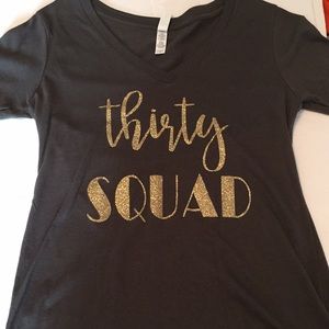 Thirty squad gray v neck tee